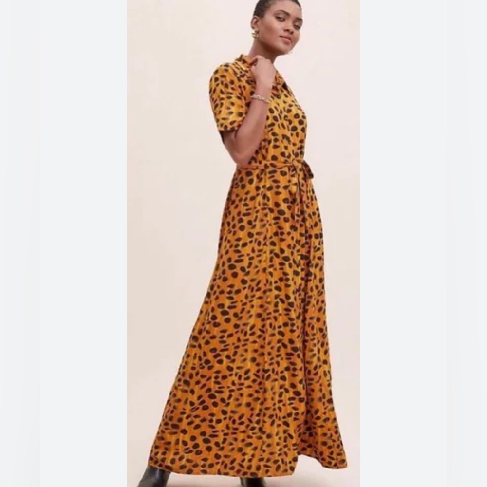 Anthropologie Vianne Maxi Animal print Shirtdress NWT